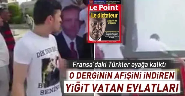 Fransa’daki Türkler Erdoğan’a hakaret eden derginin afişlerini indirdi