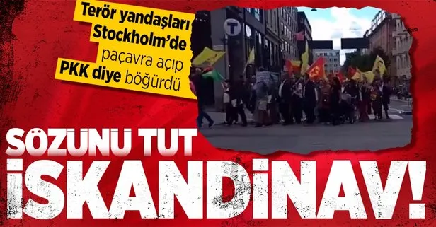 İsveç’in başkenti Stockholm’den skandal görüntüler: PKK yandaşları paçavralarla yürüdü