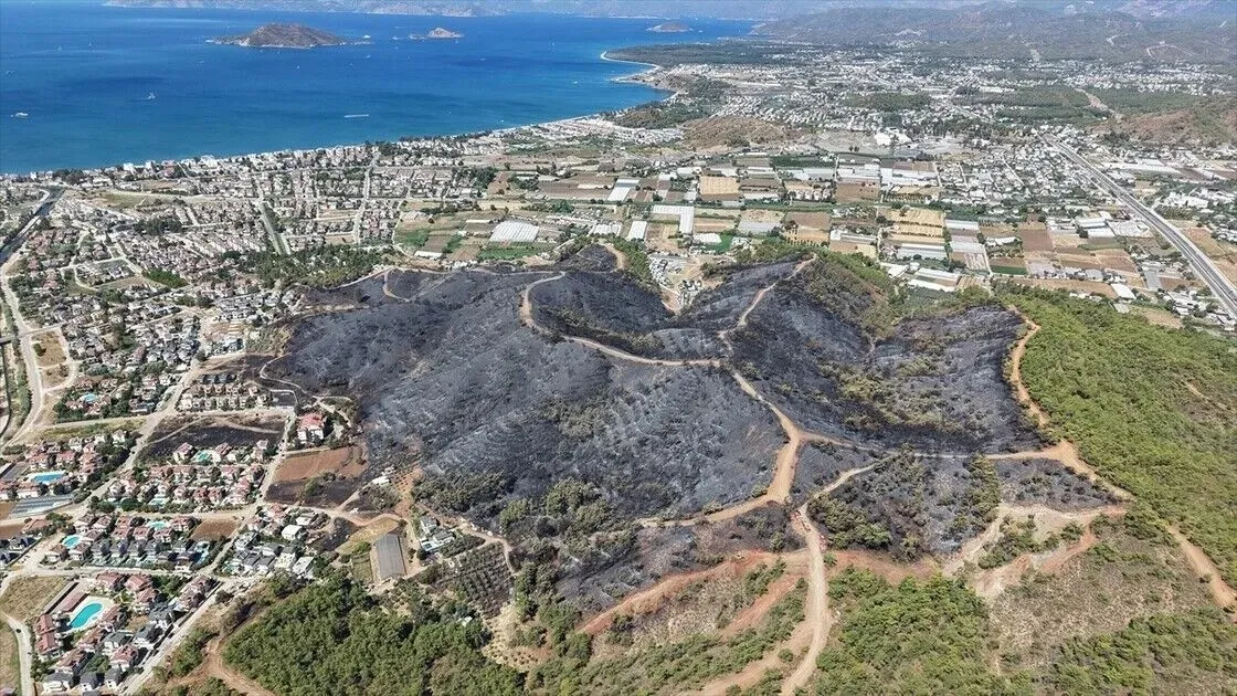 Muğla Seydikemer'den Antalya Kaş'a sıçrayan yangında alevlerin enerjisi düşürüldü: Bölgede evler ve seralar zarar gördü-6