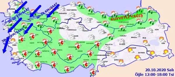Meteoroloji o illeri tek tek uyardı! Kuvvetli yağış geliyor | 20 Ekim HAVA DURUMU-3