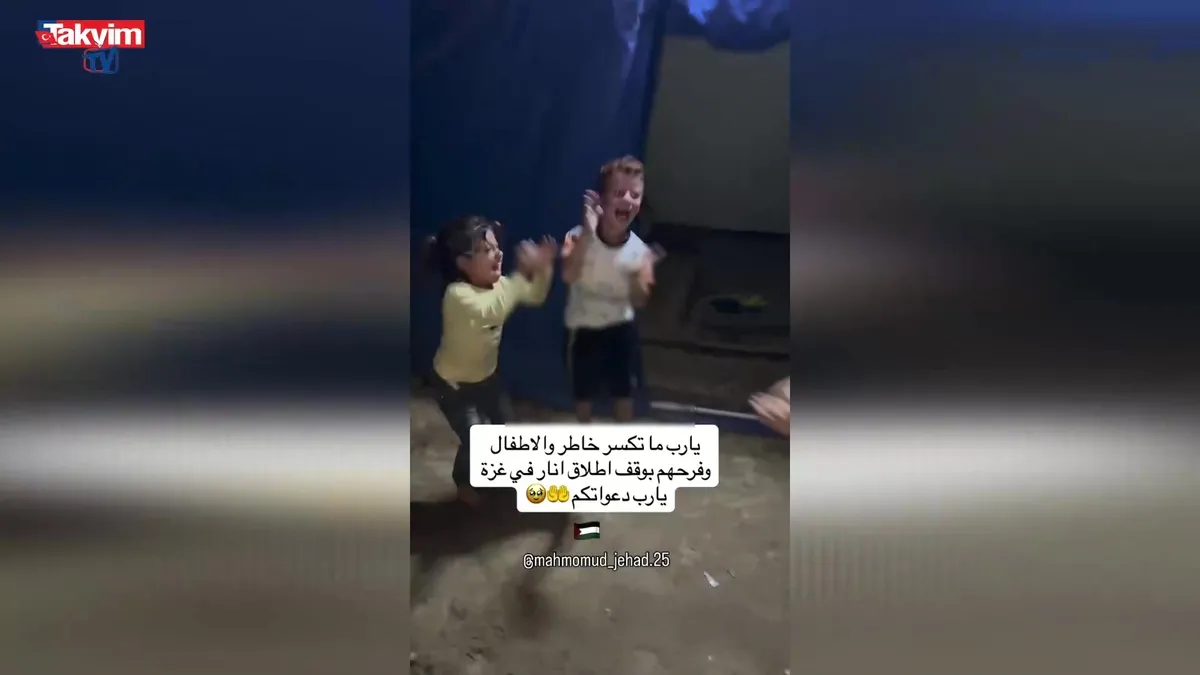 Gazzeli çocuklar ateşkese böyle sevindi!