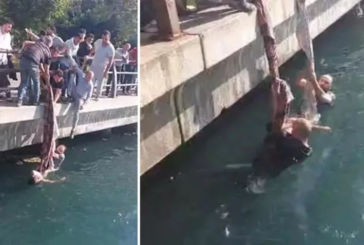 Boğulmak üzereyken piknik örtüsüyle kurtarıldı