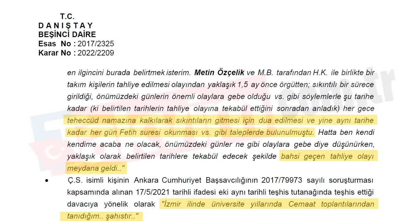 Danıştay 5’te kamikaze çelişki! FETÖ’cü hakim Metin Özçelik ile ilgili bomba itiraflar dosyada: İzmir’de örgüt evinde kaldı