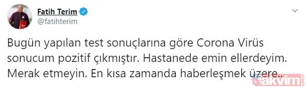 Corona virüse yakalanan Fatih Terim'e destek mesajları: Nefesim daralıyor - 2