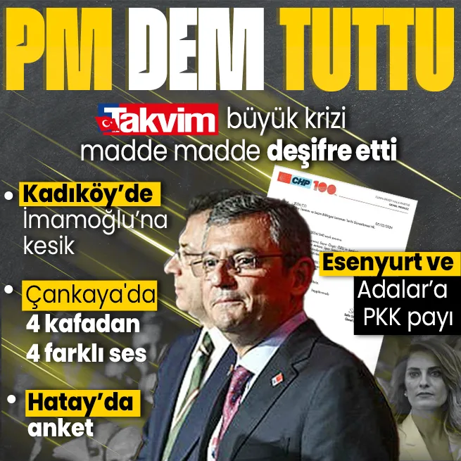DEŞİFRE | CHP PMye Kandil ayarlı erteleme! Kadıköyde İmamoğluna kesik, Çankayada 4 kafadan 4 farklı ses, Esenyurt ve Adalara DEM payı