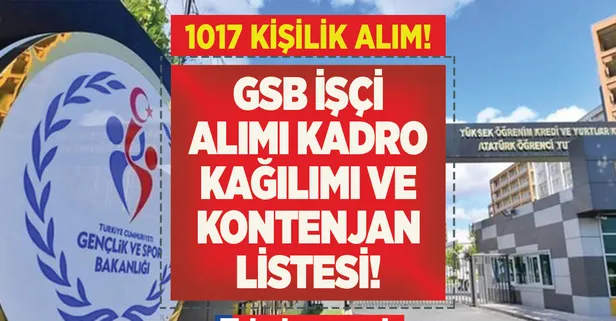 GSB sürekli işçi alımı başvuru şartları neler? Gençlik ve Spor Bakanlığı 1017 personel alımı İL İL kontenjanlar! İŞKUR GSB başvuru ekranı