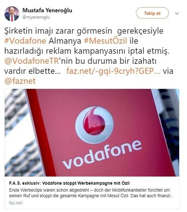 Mesut Özil’i reklamdan çıkaran Vodafone Almanya'ya tepkiler çığ gibi!-1