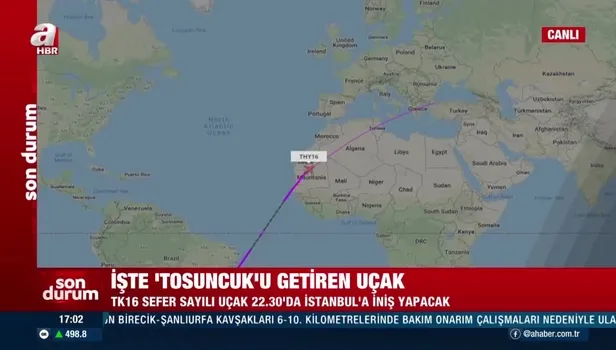 İşte ‘Tosuncuk’u getiren uçağın radar görüntüleri