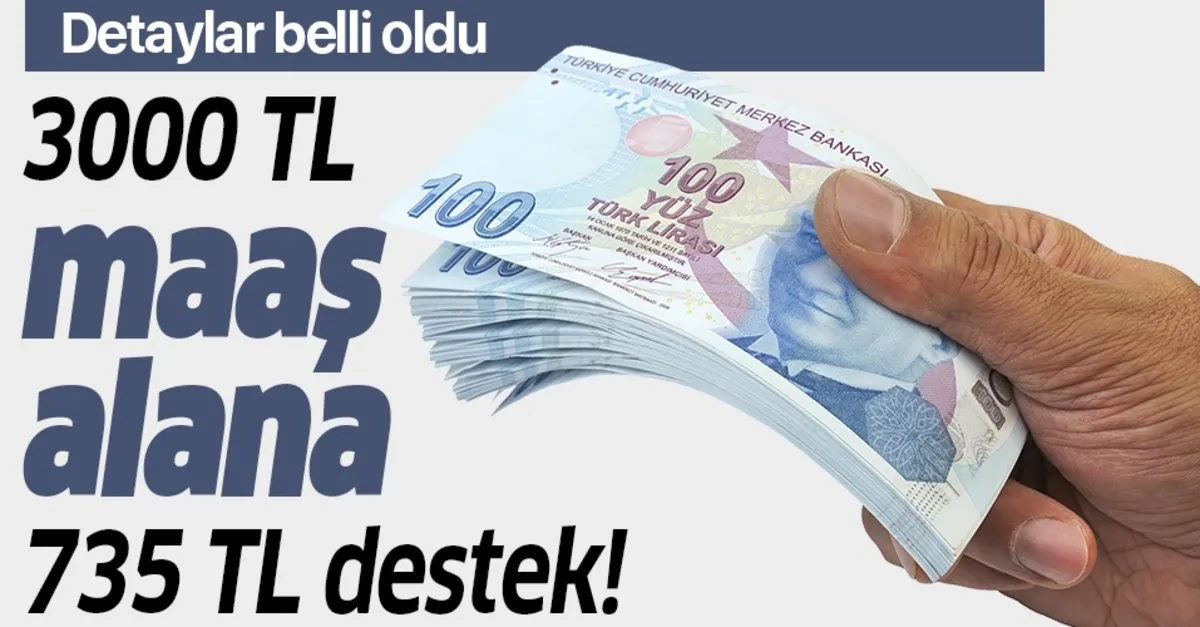 3000 tl maas alana 735 tl prim destegi