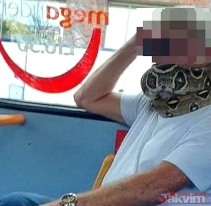 Görenlerin ağzı bir karış açık kaldı! Yaşlı adam otobüste maske takmadı, yüzüne yılan doladı