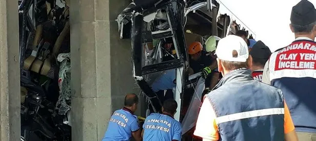 Ankara-Eskişehir yolunda feci kaza! Yolcu otobüsü köprü ayağına çarptı