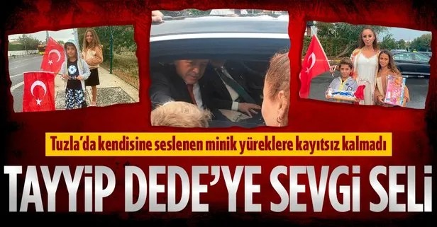 Minikler ’Tayyip dede’ diye seslendi! Başkan Erdoğan Tuzla’daki sevgi seline kayıtsız kalmadı