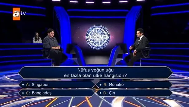 Milyoner’e damga vuran ‘nüfus’ sorusu! Nüfus yoğunluğu en fazla olan ülke hangisidir?