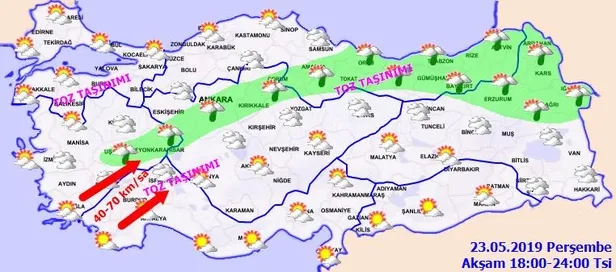 Meteorolojiden son dakika "sağanak ve toz taşınımı" uyarısı | 23 Mayıs Perşembe hava durumu-4