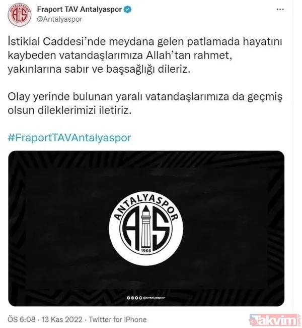 İstiklal Caddesi'nde hain terör saldırısı sonrası Türkiye tek yürek! Spor camiasından geçmiş olsun mesajları... - 28