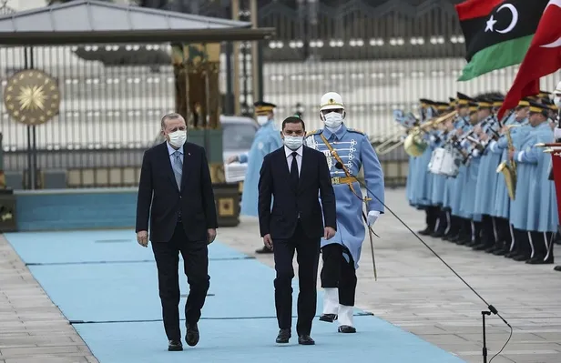 Libya Başbakanı Abdulhamid Dibeybe 5 başbakan yardımcısı ve 14 bakan ile Türkiye'de! Başkan Erdoğan resmi törenle karşıladı-4