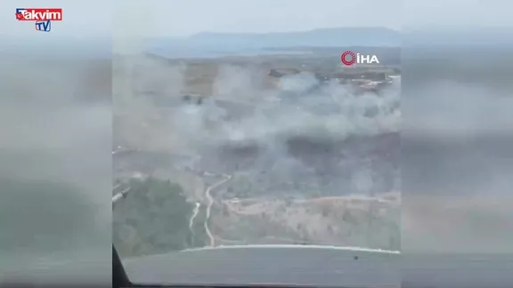 İzmir'de ormanlık alanda yangına havadan ve karadan müdahale başladı