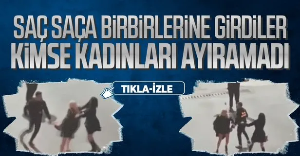 İstanbul’da kadınların saç saça baş başa kavgası kamerada! Kimse ayıramadı