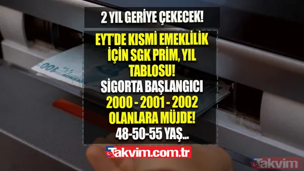 Sigorta başlangıcı 2000 - 2001 - 2002 olanlara müjde! EYT'de kısmi emeklilik için SGK prim, yıl tablosu geldi! - 1