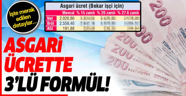 Asgari ücrete 3’lü formül