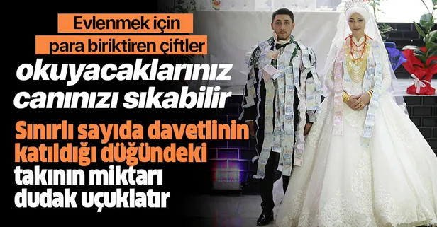 Muş'ta sınırlı sayıda davetliyle yapılan düğünde 1 milyon liralık takı toplandı