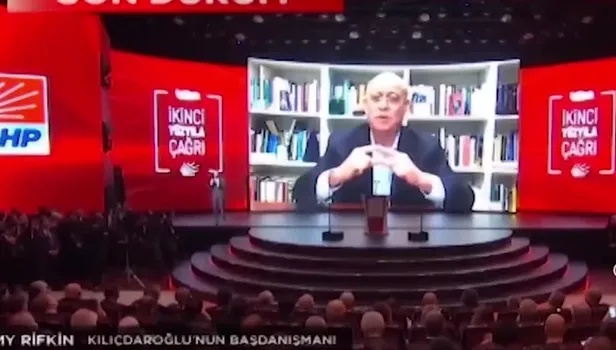 Kemal Kılıçdaroğlu'nun danışmanı Jeremy Rifkin 'vizyon' açıklarken yayın dondu