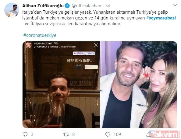 Şeyma Subaşı ve İtalyan sevgilisi Guido Senia koronavirüs testine sokuldu! 14 gün karantina... - 16