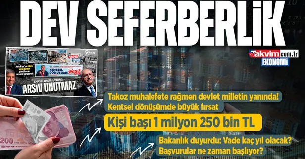 Kentsel dönüşüme yeni destek paketi: Kredi üst limiti 600 bin TL'den 1 milyon 250 bin TL'ye çıktı