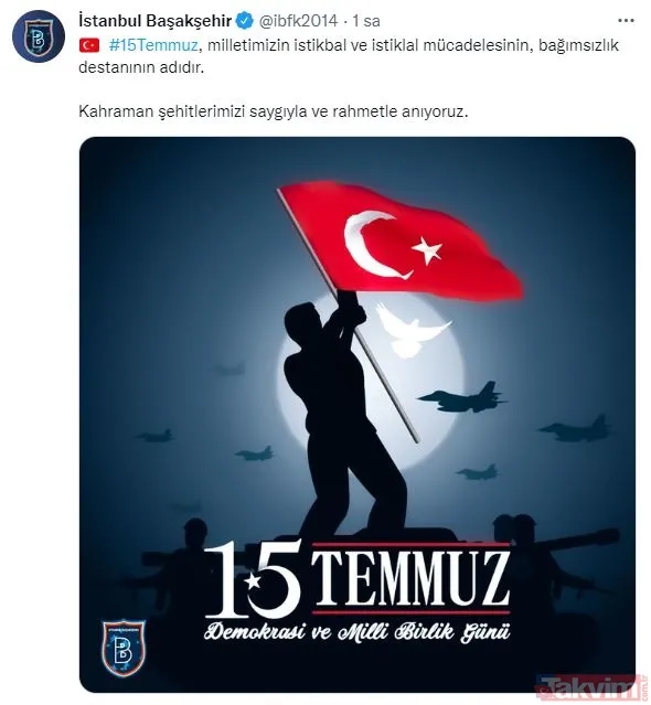 Türk futbolunun dev kulüplerinden 15 Temmuz paylaşımları... - 8