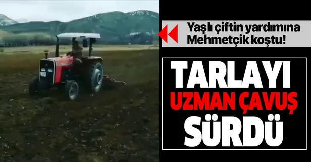 Jandarmadan duygulandıran yardım: Evden çıkamayan çiftçinin tarlasını uzman çavuş sürdü