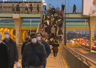 Koronavirüsün merkezi İstanbulda yine aynı görüntü! Altunizade Metrobüs Durağında yoğunluk