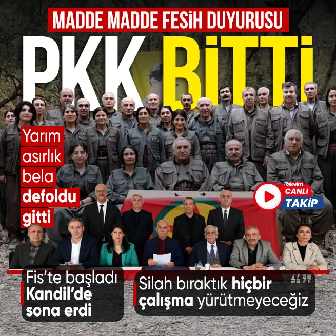 CANLI | PKK resmen bitti! Fesih kongresinin kararları açıklandı: Silahlı mücadele sona erdi... PKK adıyla hiçbir çalışma yürütülmeyecek