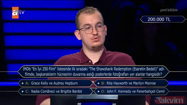 YKS 650'ncisi Efekan Değerli Kim Milyoner Olmak İster'de 500 Bin TL'lik soruyu açtı - 12