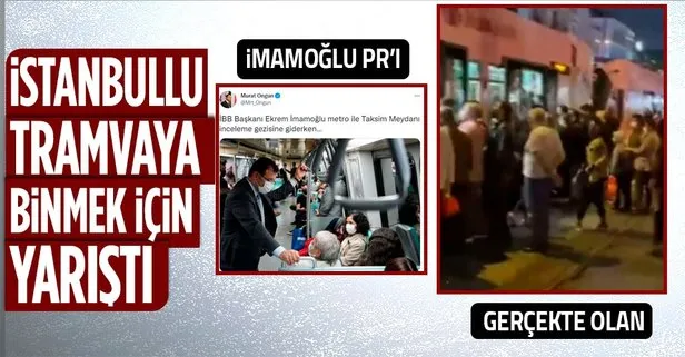 İstanbul’da tıka basa yolculuk! Tramvaya binmek için kıyasıya yarıştılar