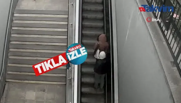 Yer: İstanbul! Hamile kadına yürüyen merdivende taciz kamerada