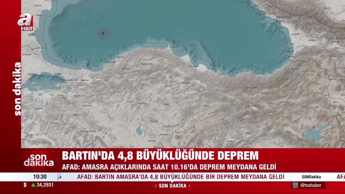 Bartın'da 4,8 büyüklüğünde deprem