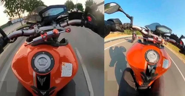 Maltepe’de tek teker üzerinde ilerleyen ve makas atan motosikletli maganda kamerada