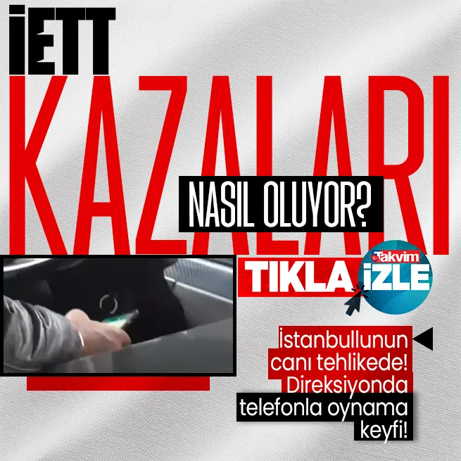 İETTde tehlikeli yolculuk! Ümraniyede bir İETT otobüs şoförü seyir halindeyken telefonuyla oynadı