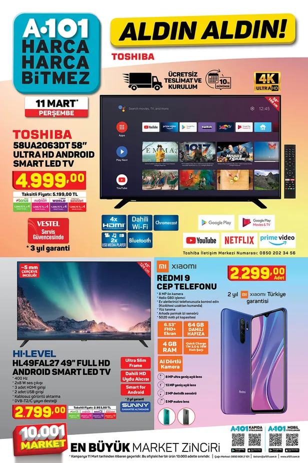 A101 aktüel ürünler kataloğu 11 Mart 2021 yine dopdolu! A101 Aldın Aldın’da Redmi 9 cep telefonu kampanyası!-2
