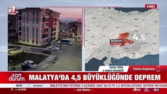 Malatya Pütürge’de 4.5 büyüklüğünde deprem