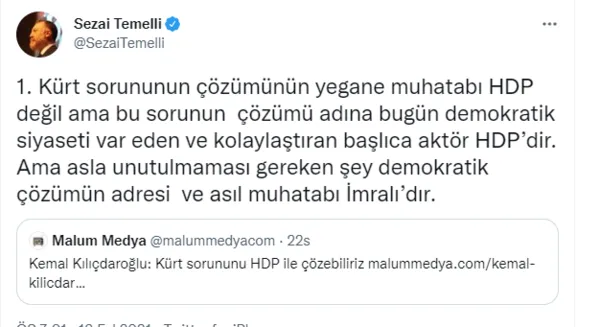 Kılıçdaroğlu'nun Kürt sorunu açıklamasına HDP'den İmralı yanıtı!-2