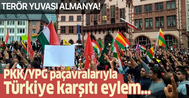 Almanya Köln'de skandal görüntü! PKK'lılar YPG flamaları ile eylem yaptı
