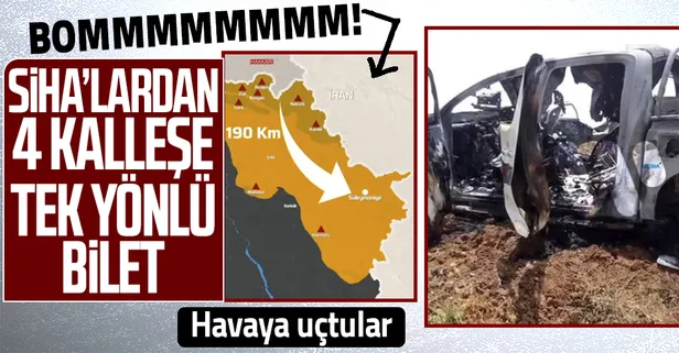 Son dakika: Süleymaniye'de PKK/YPG'li teröristlerin aracı SİHA ile vuruldu 4 PKK'lı öldürüldü