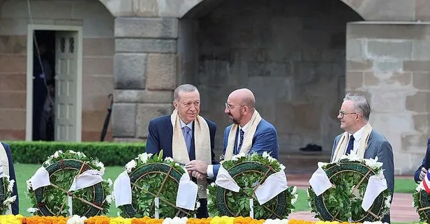 Başkan Erdoğan ve liderler Mahatma Gandhi'nin anıt mezarını ziyaret etti