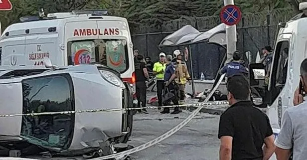 Ankara’da facianın eşiğinden dönüldü! Otomobil durağa daldı