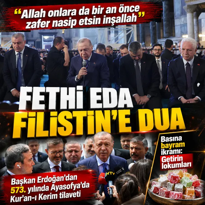 Başkan Erdoğan’dan Ayasofya’da Kur’an-ı Kerim tilaveti Filistin duası: Allah onlara da bir an önce zafer nasip etsin inşallah