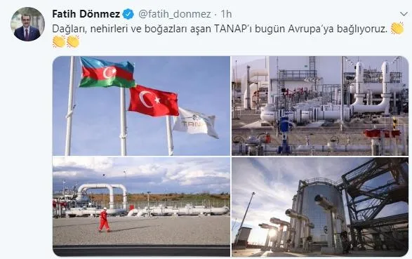 Bakan Fatih Dönmez: TANAP’ı bugün Avrupa’ya bağlıyoruz