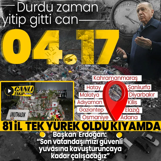 11 il, yitip giden 50 bin 783 can... 6 Şubat depremlerinin 1. yılında acı ilk günkü gibi taze | 04.17’de yurt genelinde anma programı