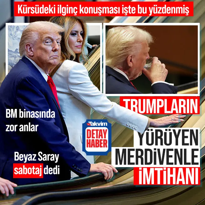 Trump’ın BM binasında yürüyen merdivenle imtihanı! Kürsüde eleştirmişti: Bozuk merdivendeki anlar ortaya çıktı | Beyaz Saray sabotaj dedi