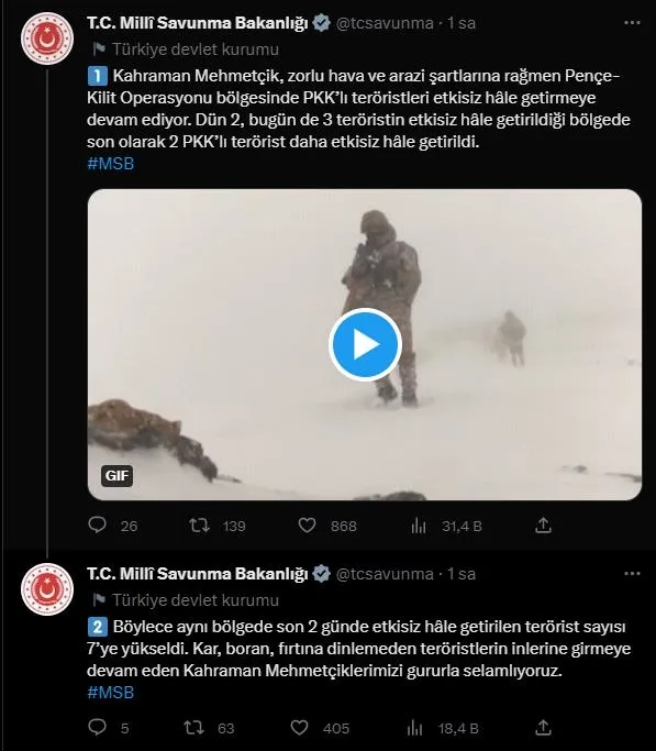 Pençe-Kilit Operasyonu bölgesinde 2 terörist etkisiz hale getirildi: Sayı 7'ye yükseldi!-1